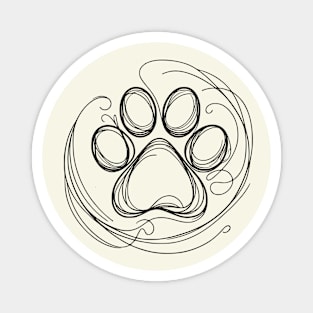 Cute dog paw print mono line pet footprint minimal design, pet paw print Magnet